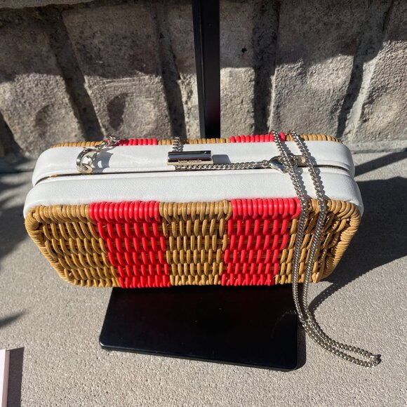 KATE SPADE KITT WICKER CONVERTIBLE CLUTCH CROSSBODY BAG Rectangular Casual - Picture 6 of 16